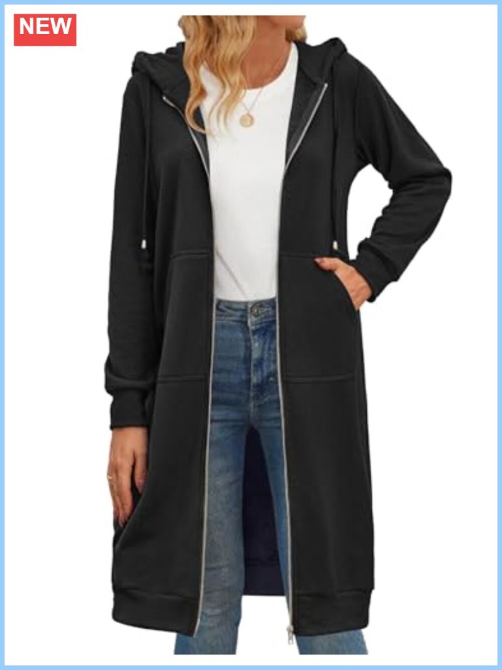Oversized Zip Up Hoodie Fleece Long Tunic Sweatshirt Women Casual Full Zip